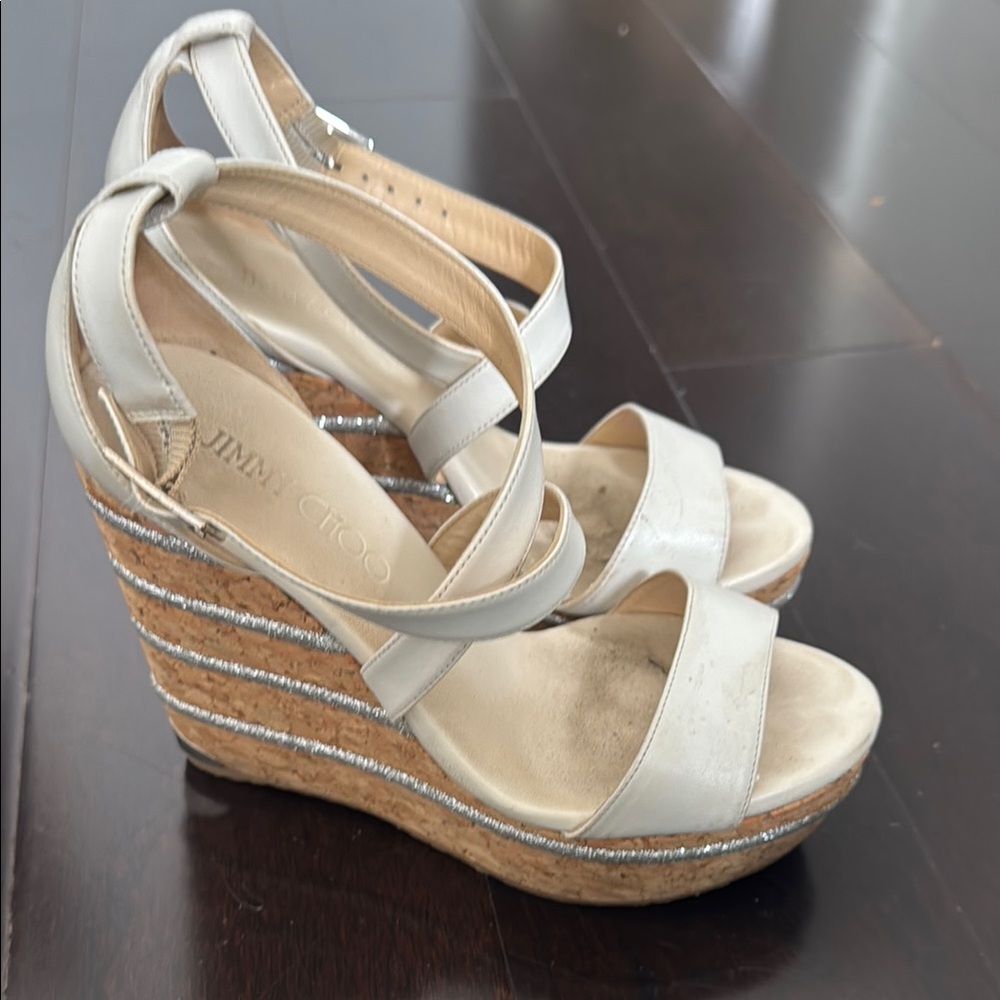 Jimmy Choo Cream Wedge Espadrilles